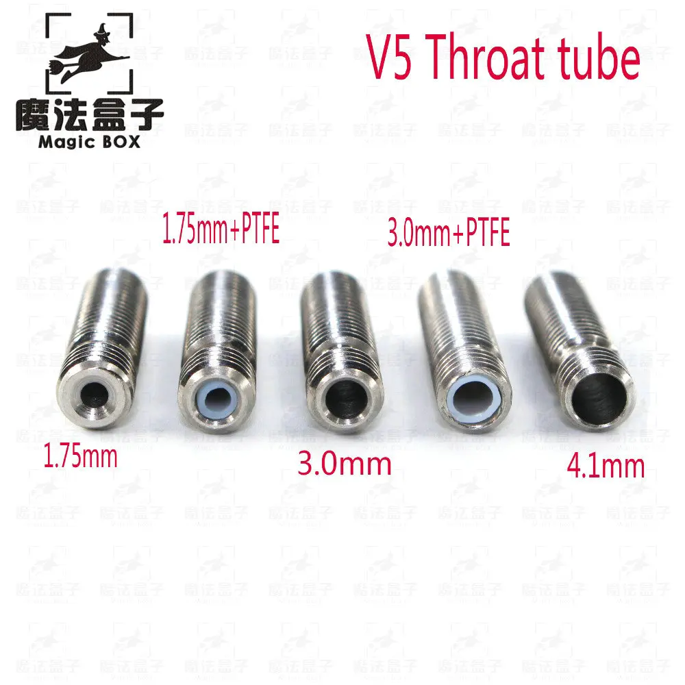 Детали 3D-принтера V5 HeatBreak Hotend Горловина для 1,75/3,0 мм нити цельнометаллические/с PTFE нержавеющая сталь Подающая трубка