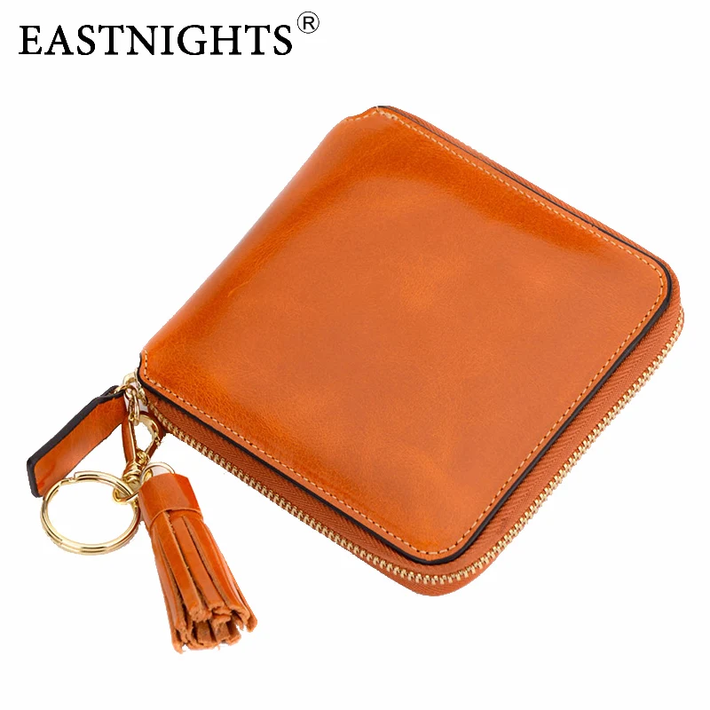 Женский кошелек из воловьей кожи EASTNIGHTS короткий Карманный портмоне с отделением