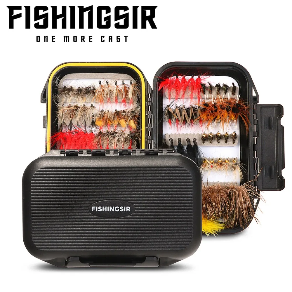 

FISHINGSIR 100PCS Fly Fishing Flies Artificial Cicada Dry/Wet Flies Fly Fishing Lures Baits for Pike Carp Pesca+Waterproof Box