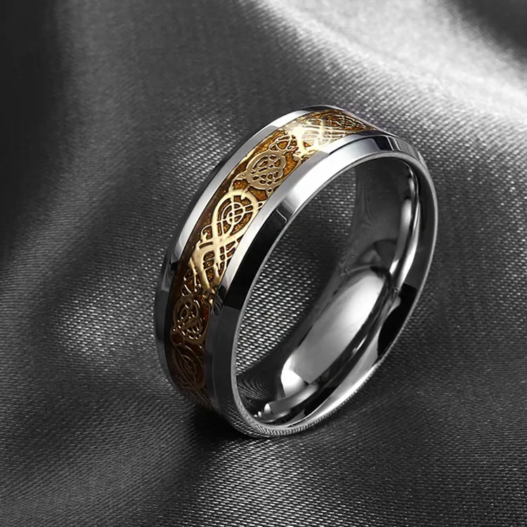 Fine jewelry 316L stainless steel Dragon Ring high quality Mens Jewelry Wedding Band male ring for lovers