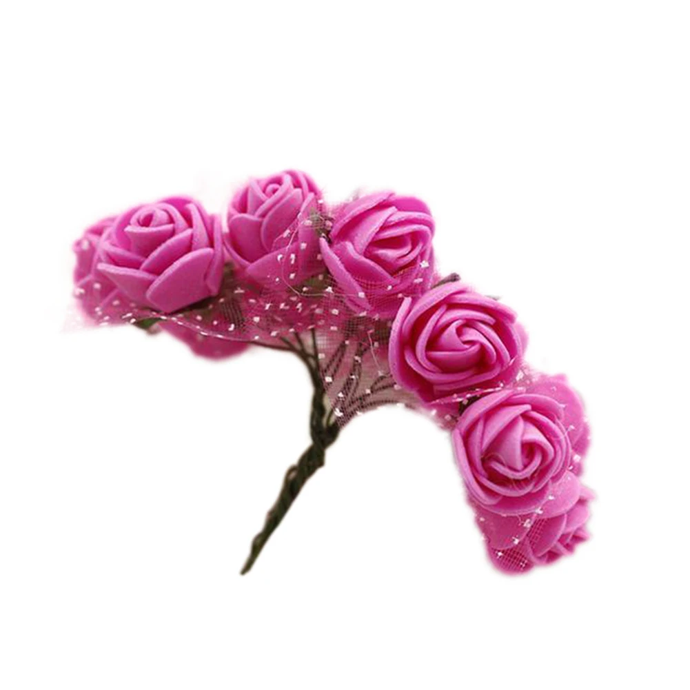 Коробка для конфет 2,5 см, искусственная Цветочная подделка, букет роз, цветы на запястье, украшение для дома, свадьбы, вечеринки, Искусственный Пион, цветок розы - Цвет: Розово-красный