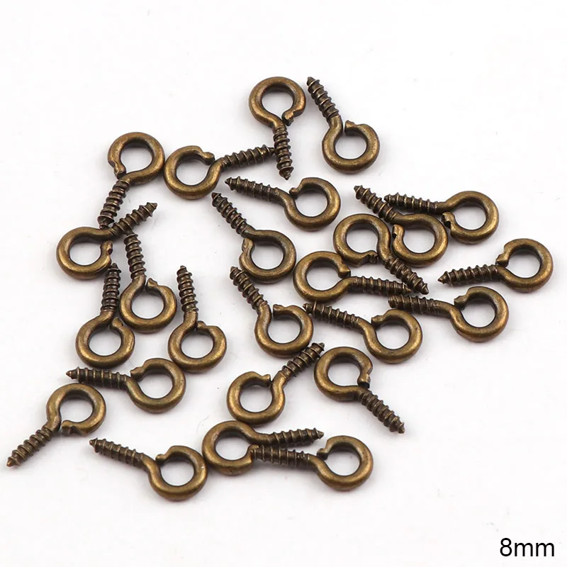 Antique Bronze 100 шт Металл Тон Винт Глаза Bails Топ пробурено рондели для бусин стеклянный флакон-подвеска с наполнителем соединители фурнитура для украшений 4x8 мм 5x10 мм - Цвет: Antique Bronze
