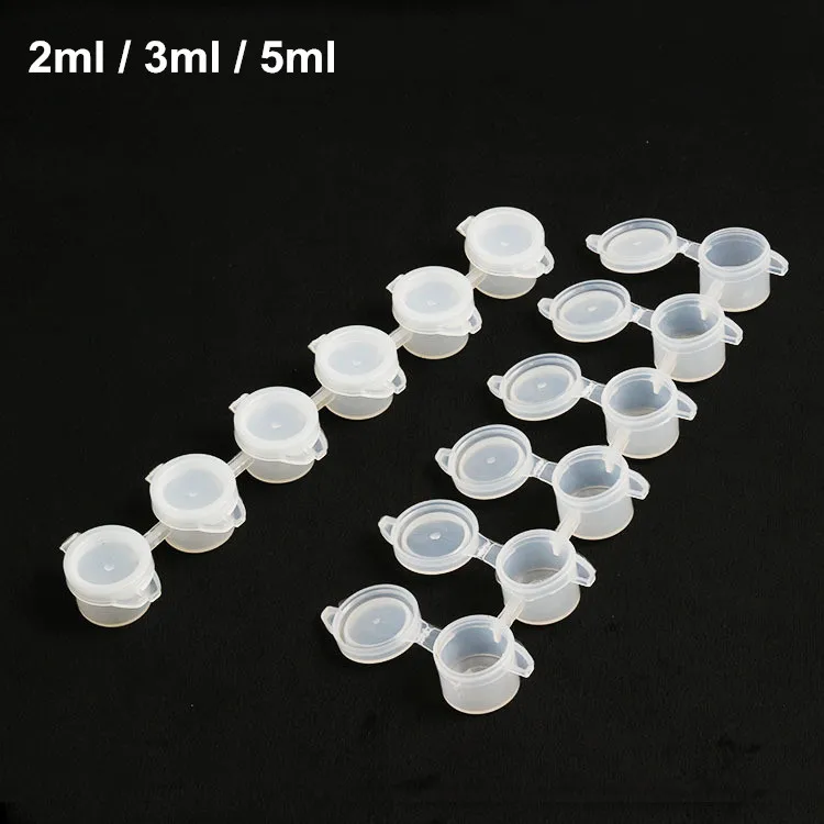 

100 X 2ml/3ml/5ml Plastic 6/8 Siamese Painting Pigment Refillable Boxes Jar Empty Container