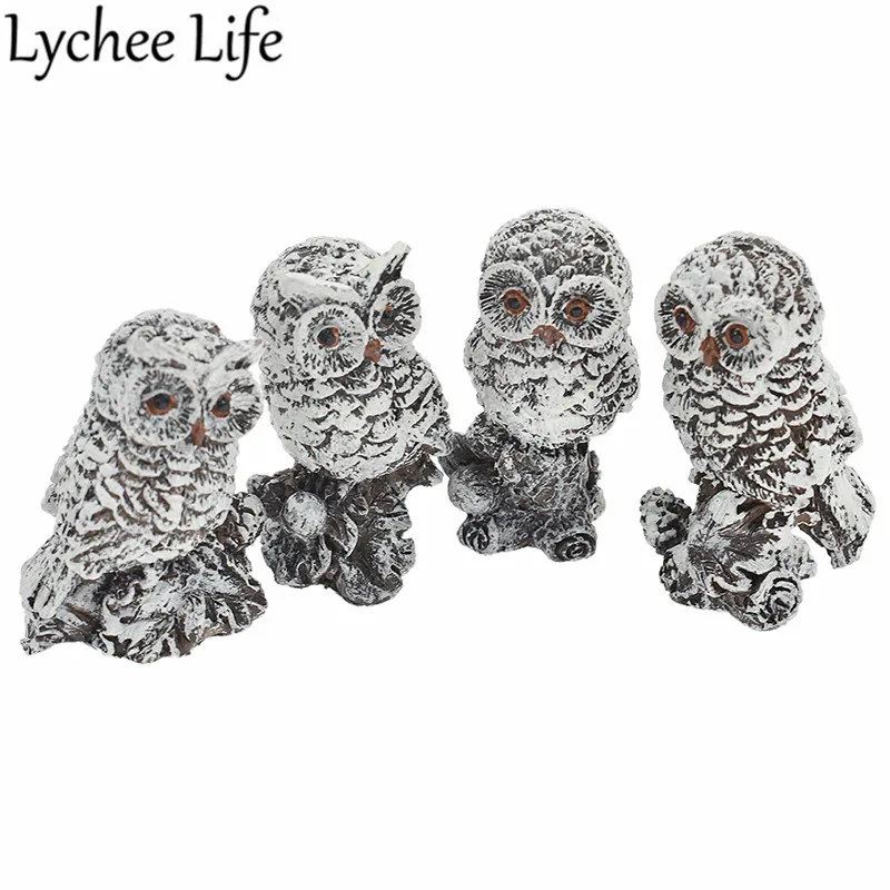 

1 Pair Resin Owl Ornament Figurine Model Modern Style Animal Miniature Figurines Garden Home Room Decoration Crafts