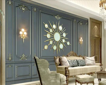 

beibehang wallpaper 3d Classical European wallpaper for kids room behang Golden Embossed Box 3d Stereo TV Background Wallpaper