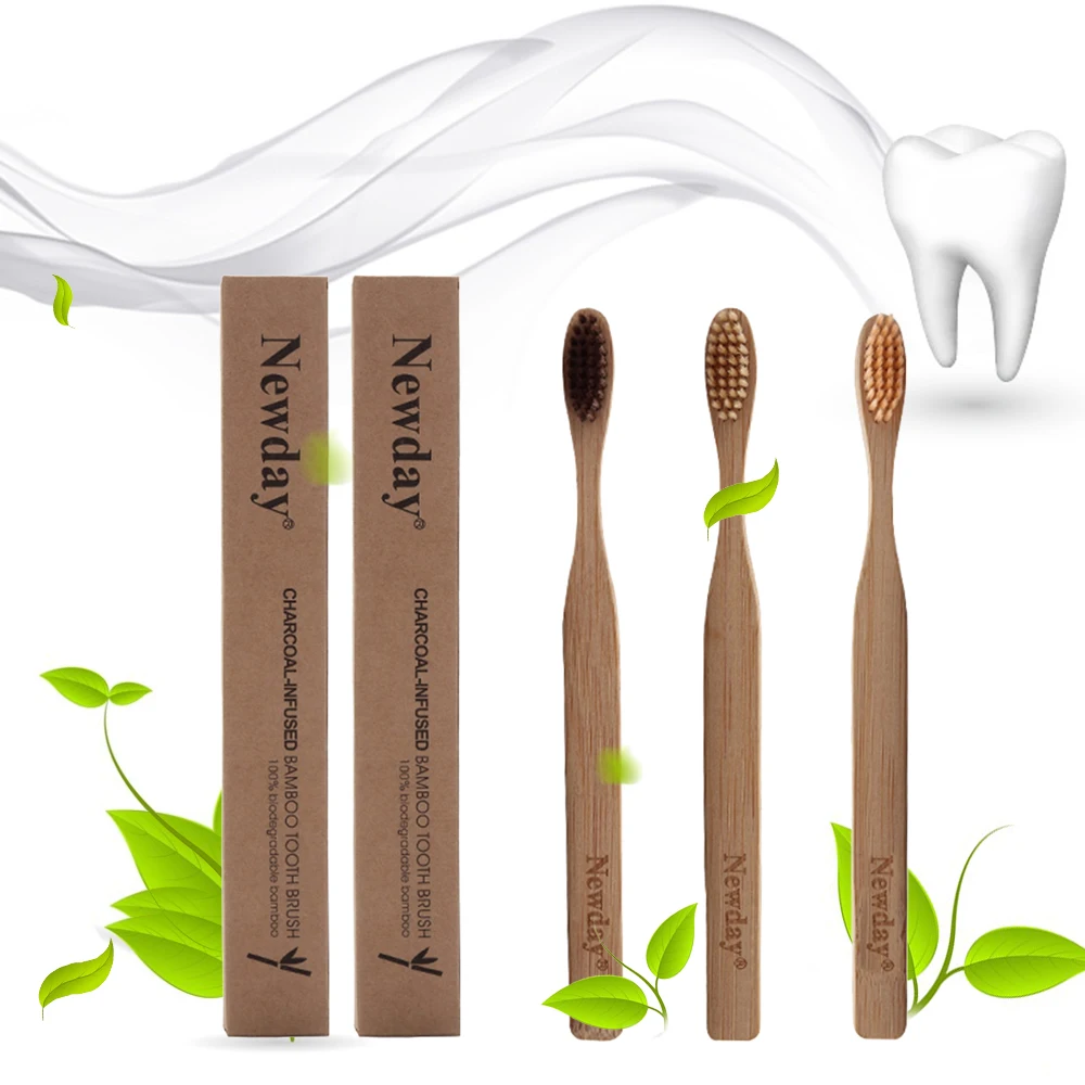 

1Pcs Eco-friendly Bamboo Wooden Toothbrush Bristle Toothbrush Tip for Adults Portable Oral Care Cleaning Tongue Teeth Cleaning