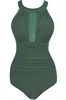 One Piece Swimsuit with Front and Back Mesh Panels  18