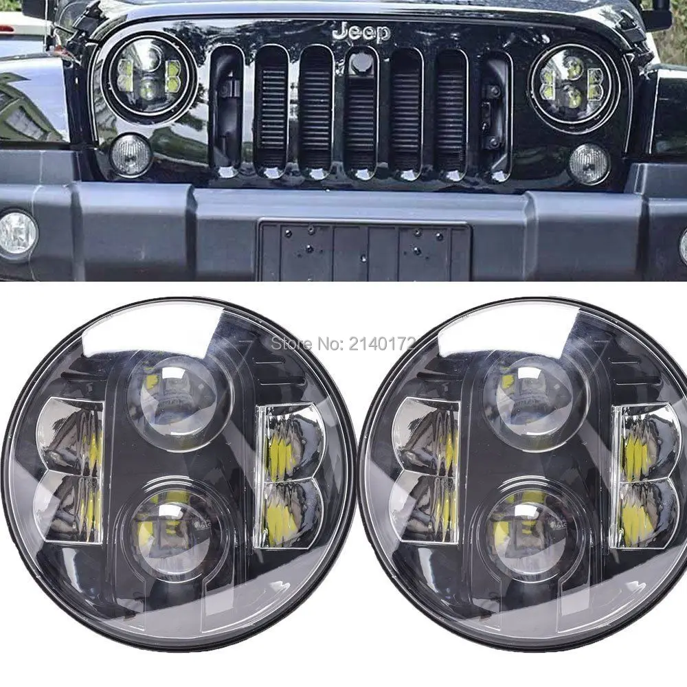 

7INCH Round LED Headlight Conversion High / Low Beam 7'' 80W Headlamp for Jeep JK Wrangler Harley Davidson