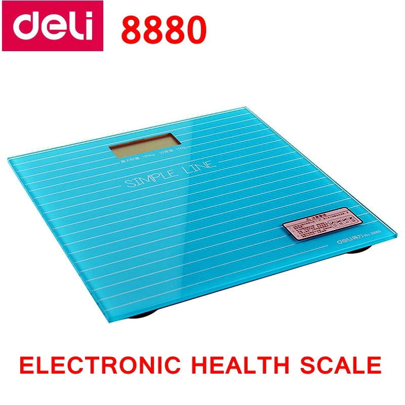 

Deli 8880 Electronic health scale weight scale KG/LB/ST 3 units 5-180kg LCD screen Auto power on Blue Green