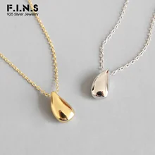 F.I.N.S простое 925 пробы Серебряное гладкое каплевидное ожерелье с подвеской, индивидуальное Короткое серебряное ожерелье 925 ювелирные изделия корейская мода