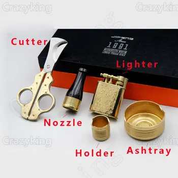 

Pure Copper Sculpture Cigar Lighter Cutter Scissors Ashtray Nozzle Holder Cohiba