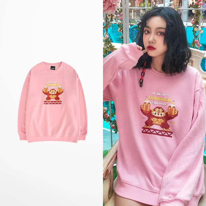 3d Cartoon Prind Hoodies Skateboard Hip Hop High Street Sweatshirt Homme Korean Fashion Harajuku Hoodies For Couple Pink