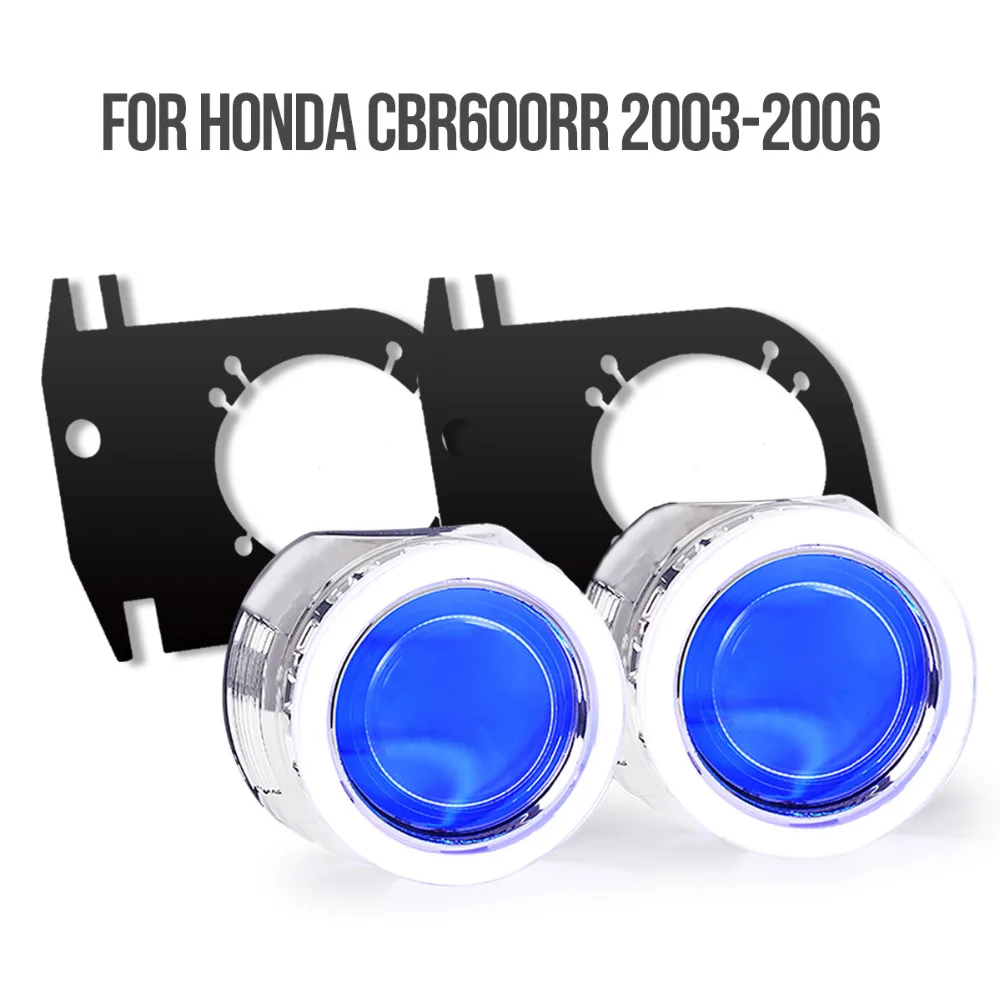 KT фара Подходит для Honda CBR600RR 2003-2006 LED Angel Eyes Blue Demon Мотоцикл HID Bi-xenon объектив