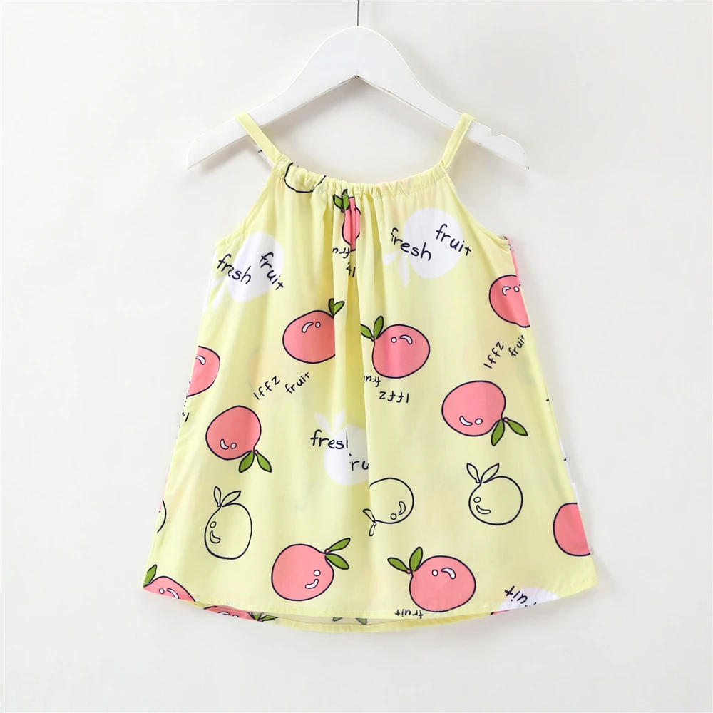 

Girl Dress Red Apple Sling Clothes Strapless Loose Baby Sleeveless Dresses Summer Age of 1 To 5 Knee-Length O-neck