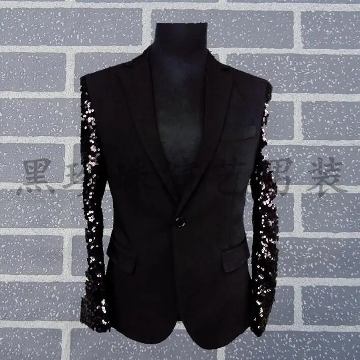 

Men Suits Designs Black Homme Terno Stage Costumes For Singers Men Sequin Blazer Dance Clothes Jacket Star Style Splice Fashion