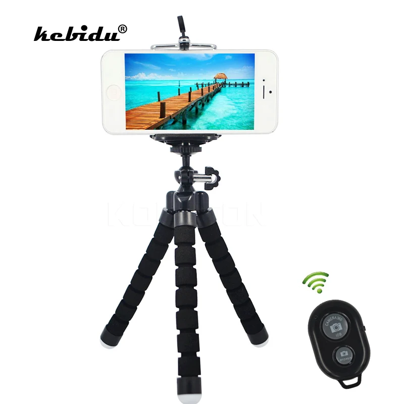 

kebidu Wireless Bluetooth Shoot Release Remote Shutter + Holder Flexible Tripod Bracket Stand Mount For iPhone Android Phone