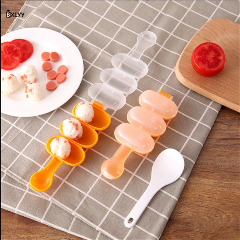 

BXLYY 2019 Hot 2pc Shake Rice Mold 3 Continuous Small Ball Mold Sushi Tool Kitchen Accessories Holiday Decoration for Kitchen.7z