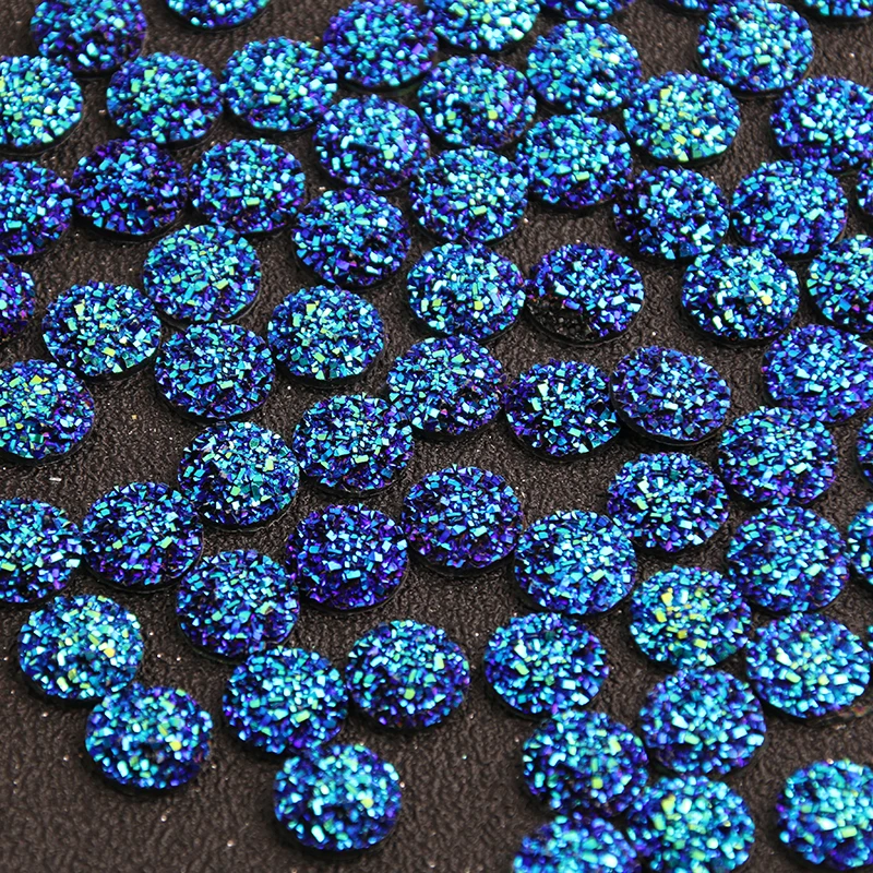 New Fashion 40pcs 12mm Mix Colors Natural Ore Style Flat Back Resin Cabochons For Bracelet Earrings Accessories