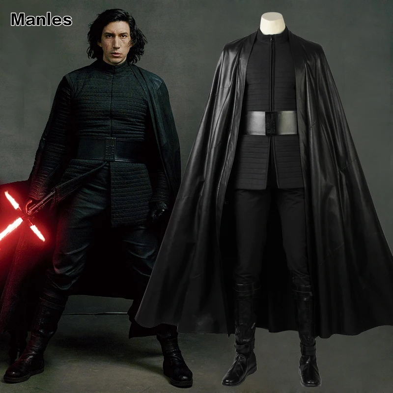 

Star Wars The Last Jedi Cosplay Kylo Ren Costume Movie Superhero Outfit New Year Clothes Halloween Cape Boots Adult Custom Made