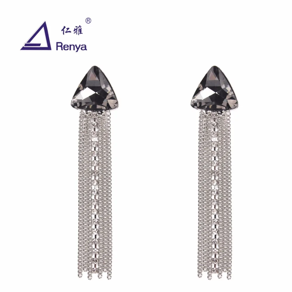 

Renya Triangle Glass Post Earrings Statement Long Earrings For Women Tassel Dangling Earrings Vintage Jewelry