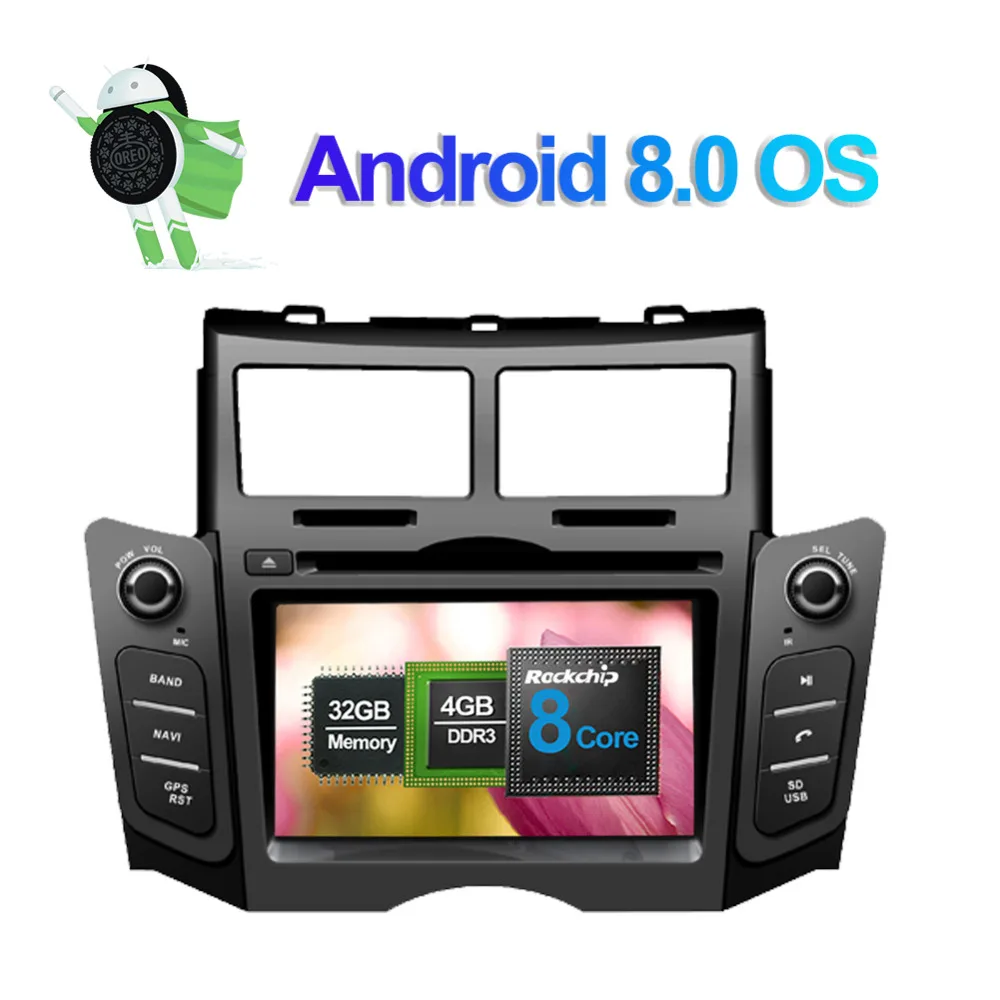 Android 8 0 автомобильный Радио GPS навигация мультимедийный плеер для Toyota Yaris 2005 2006 2007