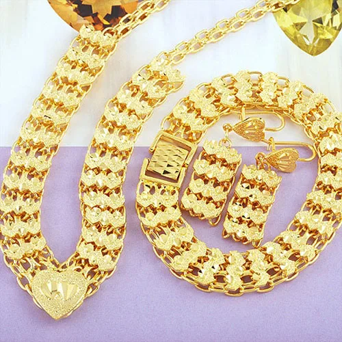 Желтое Золото настоящий GF браслет, серьги, ожерелье кулон подарочный набор специальная безусловная пожизненная замена гарантия