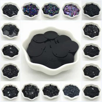 

Paillettes 3-50mm Black Sequin Glitter Flat Round Cup PVC Loose Sequins Paillette DIY Craft Sewing Women Garment Accessories 20g