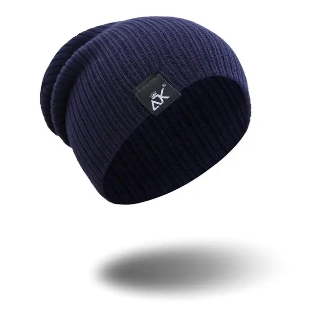COKK Knitted Beanie Women's Hat Winter Men Skullies Beanies Warm Casual Slouchy Hat Crochet Beanie Hat Female Baggy Cap Cheap navy blue