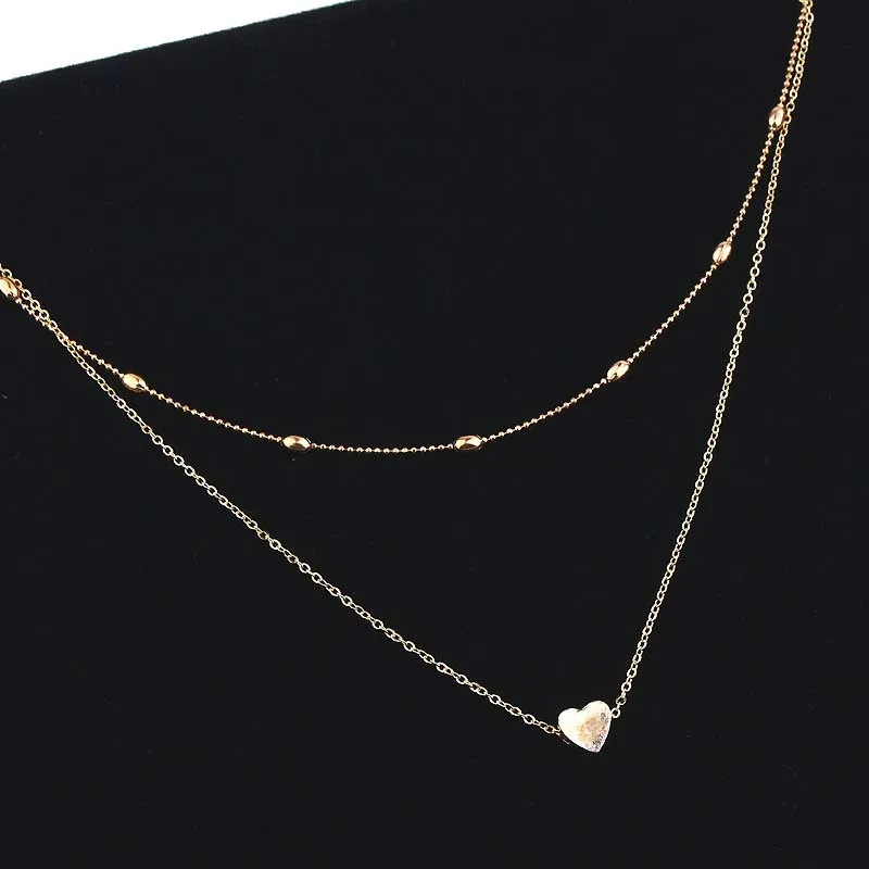 Модное ожерелье с двухслойным чокером, женское ожерелье, жемчужное ожерелье в виде сердца, подвеска на шею, колье, Женская цепочка на ключицы