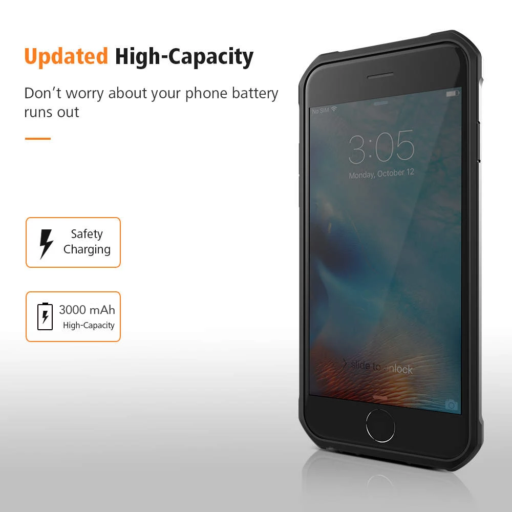 FLOVEME Battery Charger Case For iPhone 6 6S Plus 7 8 Plus Power Bank Armor Portable 5