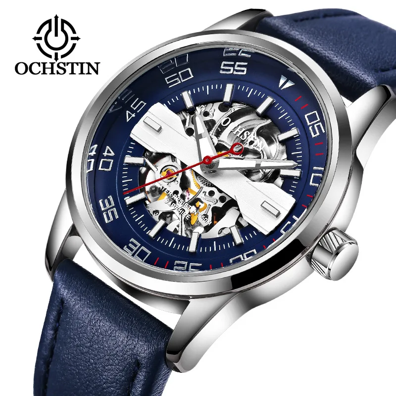 Top Brand OCHSTIN Men's Blue Business Automatico Mechanical Watches Men Sport Wristwatches Relogio Masculino Male Clock For Gift