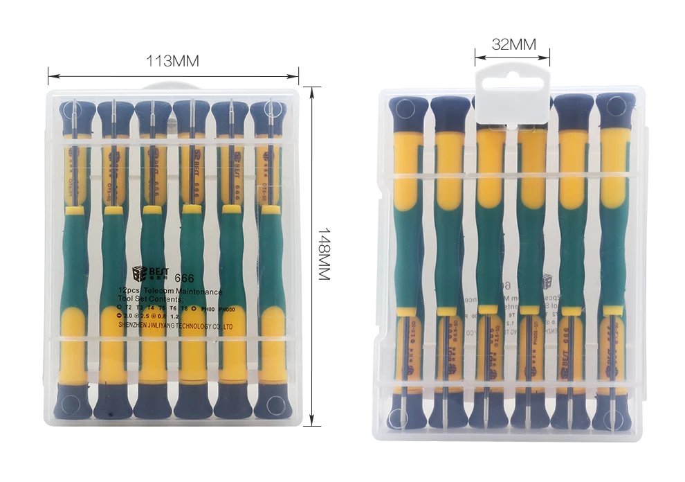 BST-666 12 в 1 Torx T2, T3, T4, T5, T6, T8, Phillips PH00, PH000 Pentalobe, 5-ти точечные 0,8, 1,2, 2,0, Y2.5 прецизионных отверток комплект