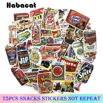 

75Pcs/Pack Spoof Food Graffiti Stickers Snacks Potato Chips Drinks For Motorcycle Skateboard Notebook Luggage Laptop Bicycle