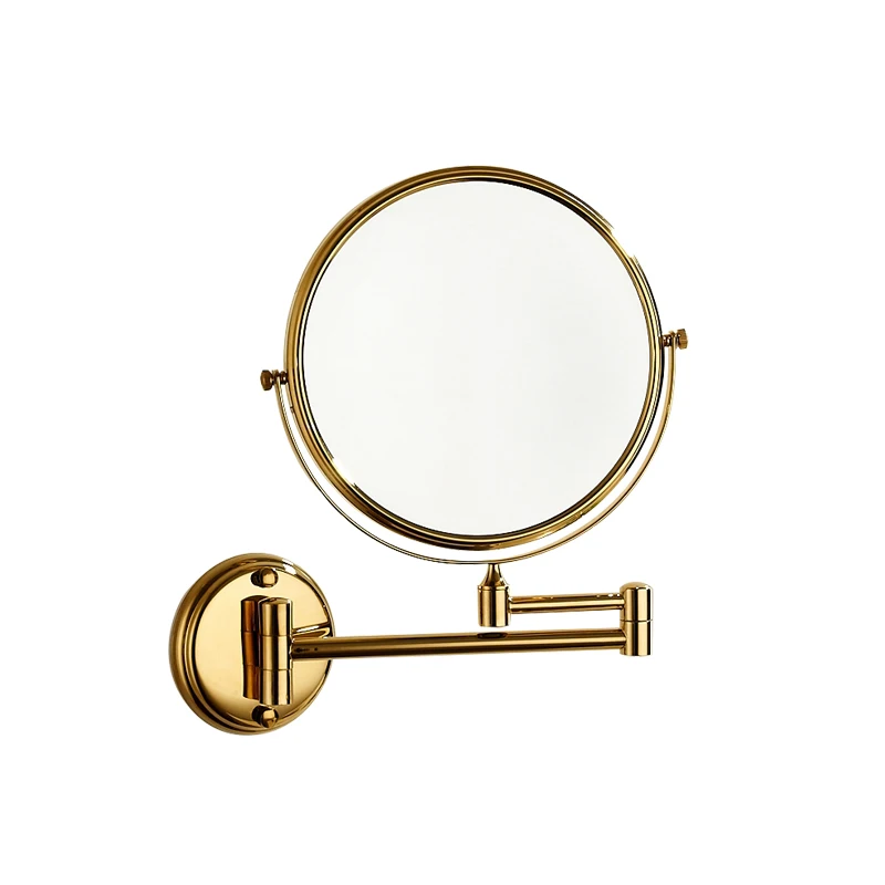 Золотое зеркало для ванной, зеркало для макияжа, аксессуары для ванной комнаты, настенное увеличительное зеркало с двумя ручками, удлиняющее 8 дюймов - Цвет: gold