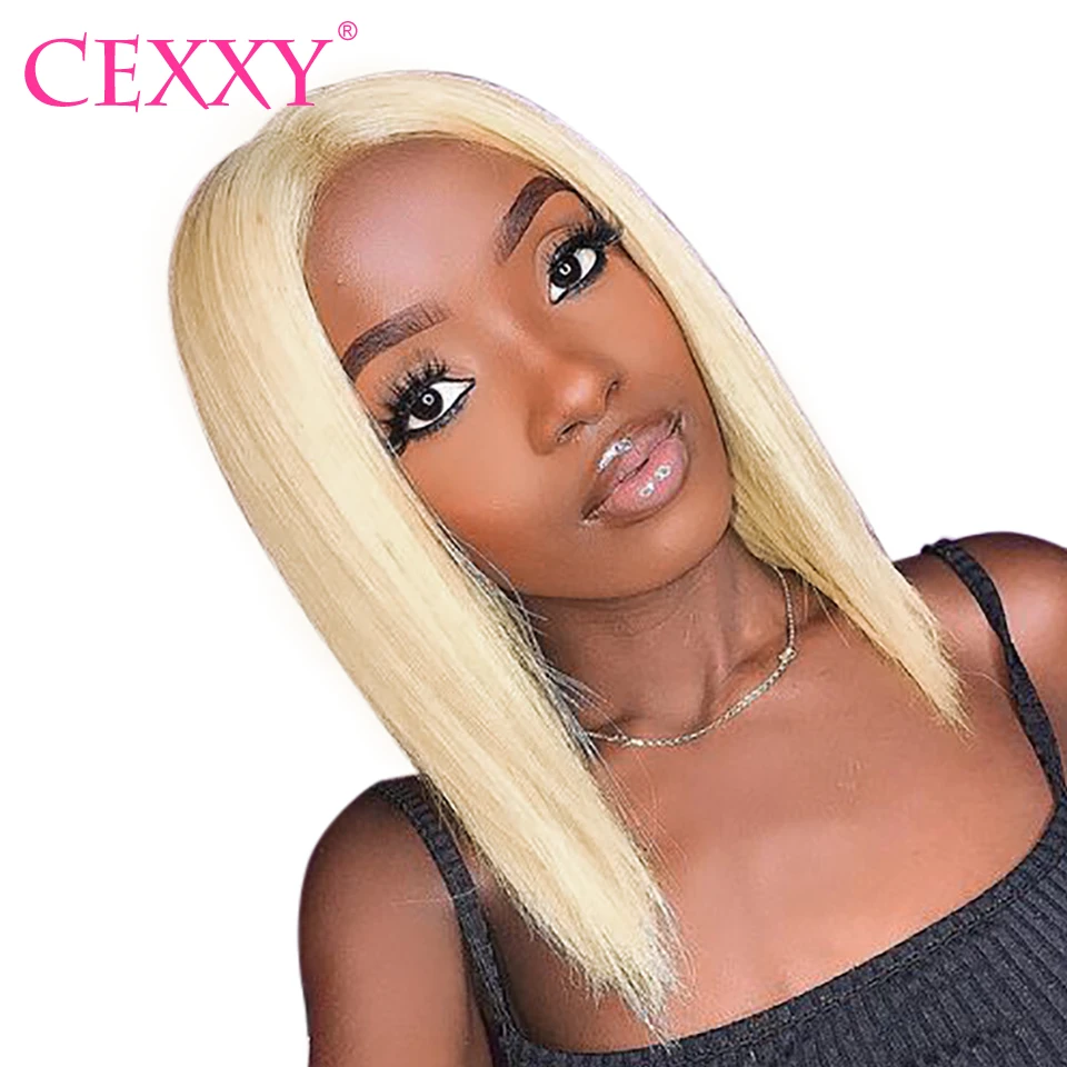 

CEXXY Blonde Lace Front Wig Brazilian 613 Short Bob wig 13x6 Lace Front Human Hair Wig Transparent Lace Wigs