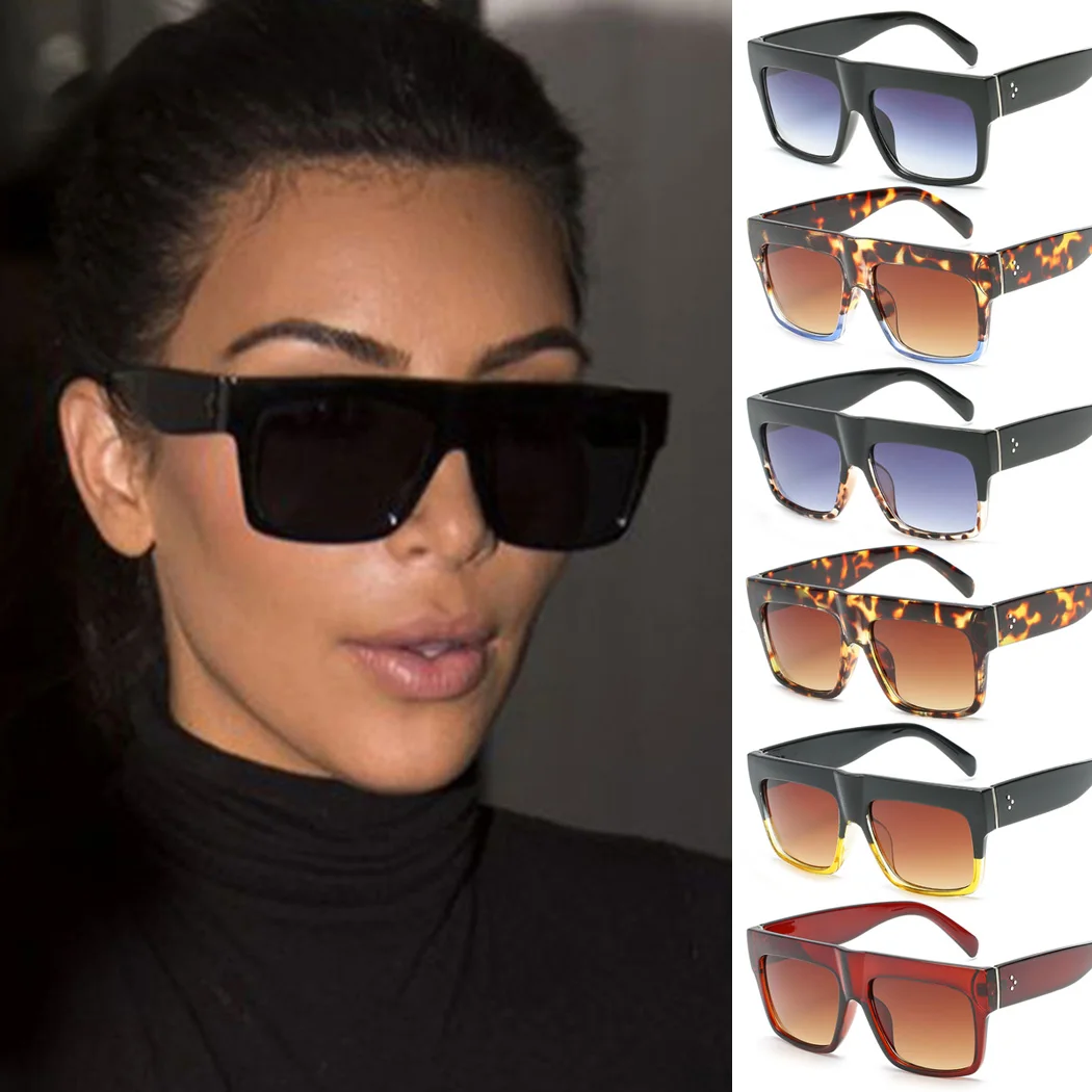 Fashion Brand Designer Square Sunglasses Women Men Rivet Eyewear Flat Sun Glasses Top Accessories Female |