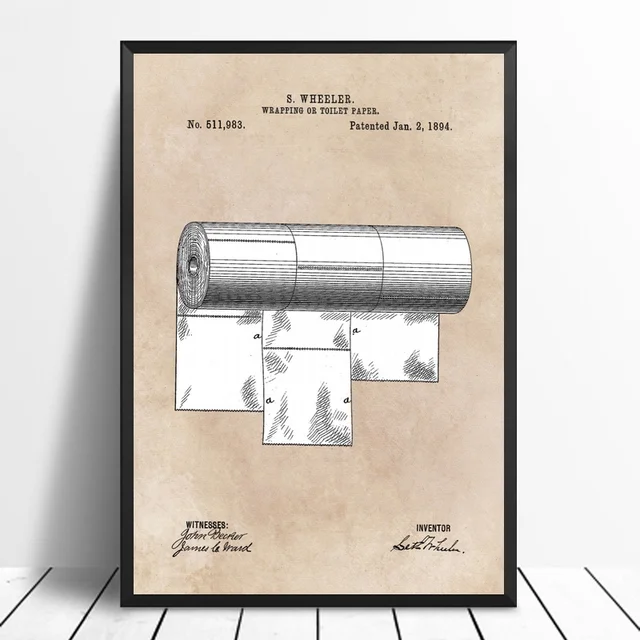 Toilet Paper Holder Toilet Paper Roll Patent Art Poster Canvas