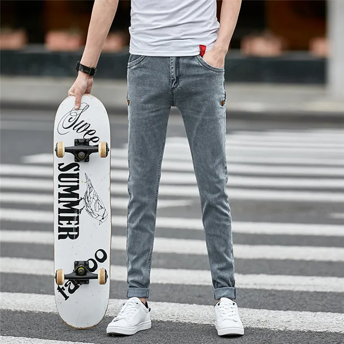 

Gray Business Leisure Style Design Denim Skinny Jeans Distressed Men New 2019 Spring Autumn Clothing Good Quality,K201