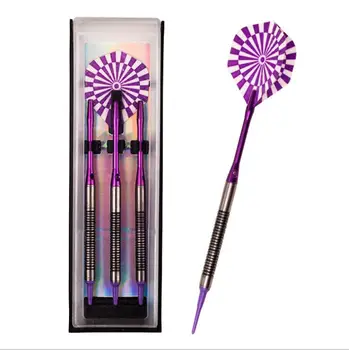 

Professional 90% tungsten steel pointed darts 3 pieces / set 18g purple laser darts flying soft darts electronic darts 9 colors
