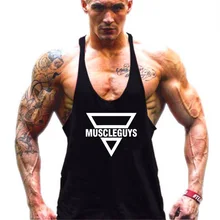 Muscleguys бренд Костюмы Фитнес майка Для мужчин для бодибилдинга спортивная рубашка майки хлопковые майки Y назад Топы