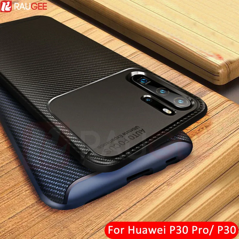 

Slim Case For Huawei P30 Pro Case Cover Carbon Fiber Silicone Bumper Soft TPU Protector Cover For Huawei P30 Lite Phone Case