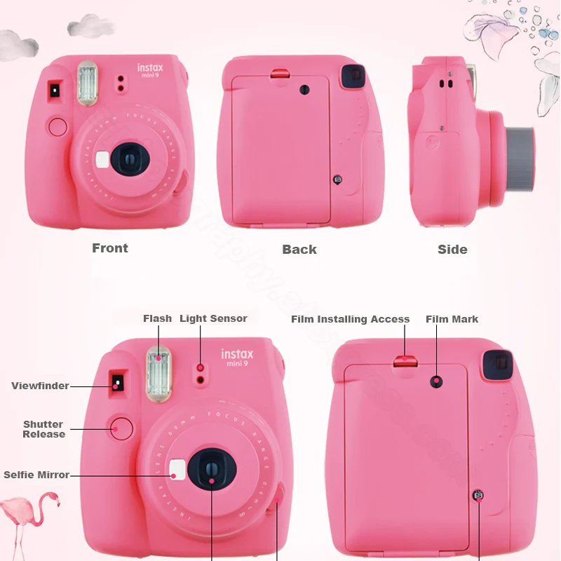 Fujifilm Instax Mini 9 камера 5 цветов + 10 снимков Fuji мгновенная пленка монохромная