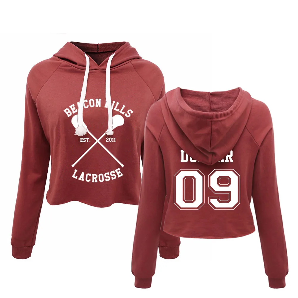  BEACON HILLS LACROSSE Crop top Hoodie Women's Spring / Autumn New Fashion Print Pullovers cropped h