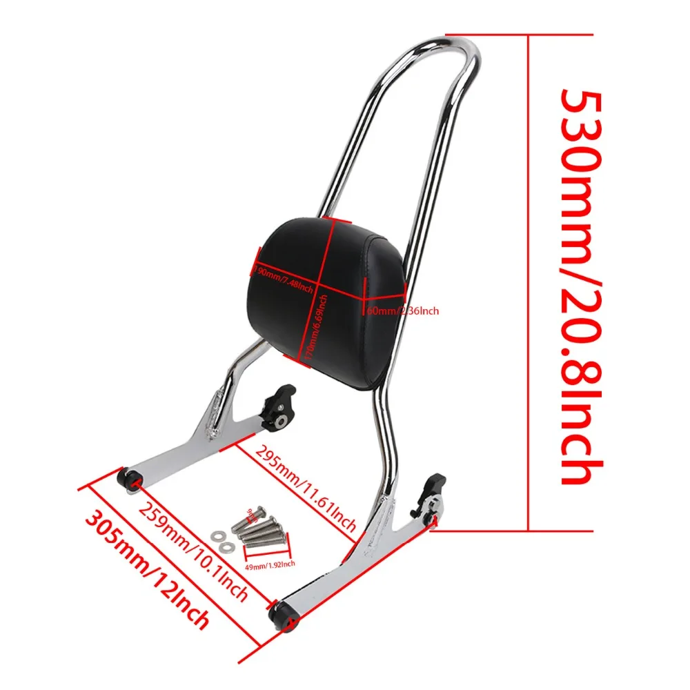 

Steel Luggage Rack Rear Seat Sissy Bar Backrest Pad for Harley Fatboy Fat boy FLSTF Softail Night Train Cross Bones MBJ092-C