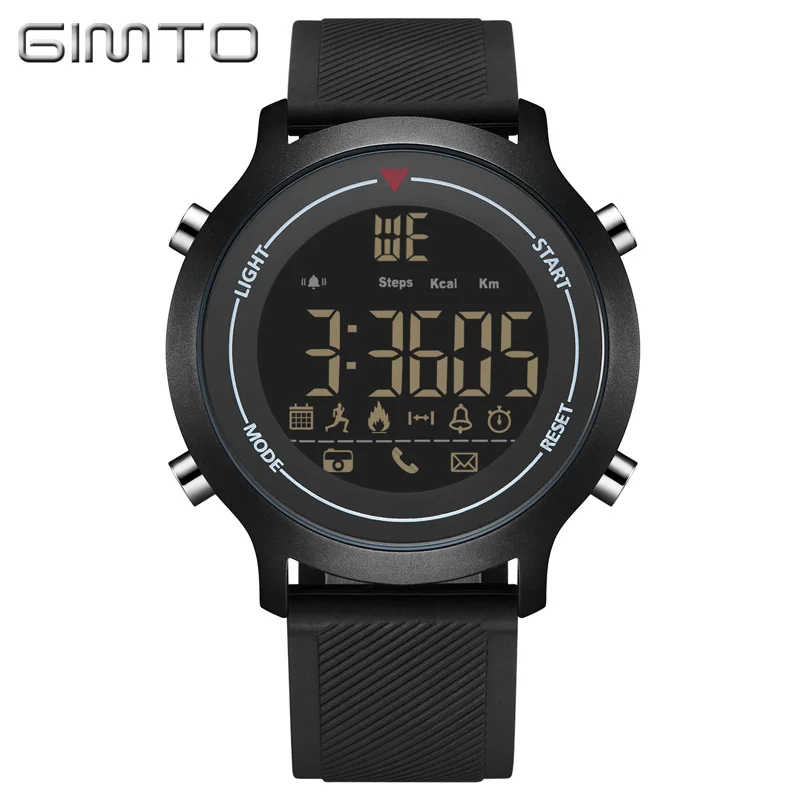 Gimto Спорт цифровые часы Для мужчин Водонепроницаемый силиконовые Smart LED Bluetooth шок