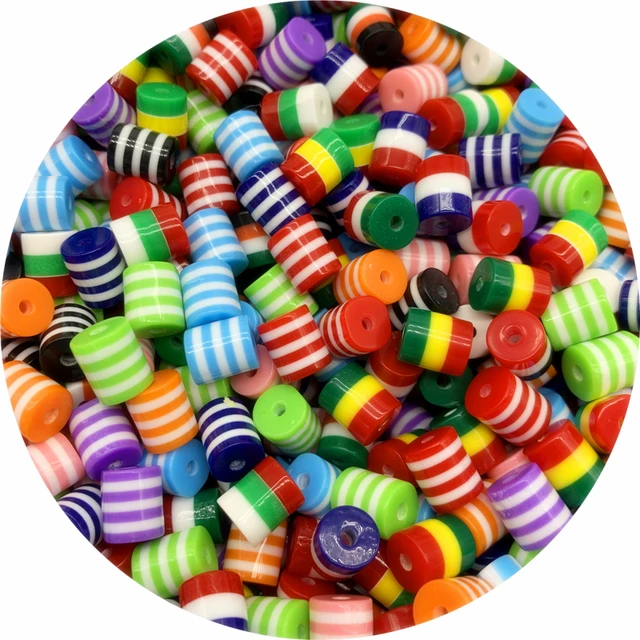 30pcs 8mm Resin Spacer Beads DIY Cylindrical Bracelet Necklace Jewelry Making
