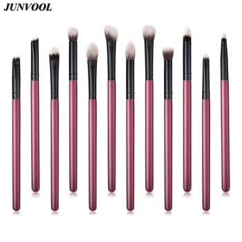 

12pcs Dark Purple Pro Eyes Makeup Brushes Set Foundation Powder Concealer Eyeshadow Eyebrow Lip Nose Brush Cosmetic Make UpTools