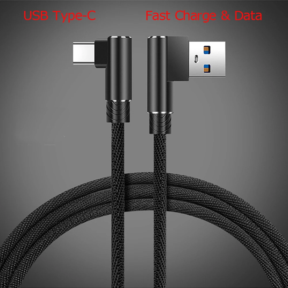 Usb 3.1 Type-C Плетеный 90 градусов кабель для быстрой зарядки и передачи данных amsung Galayxy