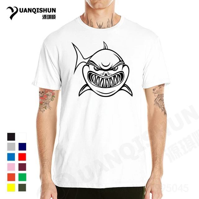 YUANQISHUN-Camiseta con estampado de tiburón Simple para hombre mujer, camisa de marca con estampado