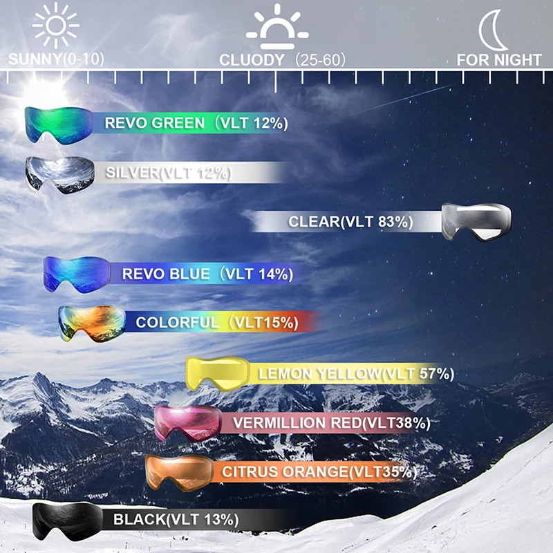 Gafas de esquí, deportes de nieve snowboard más Gafas gafas con protección UV anti-niebla doble lente para hombres mujeres y jóvenes snowmobile